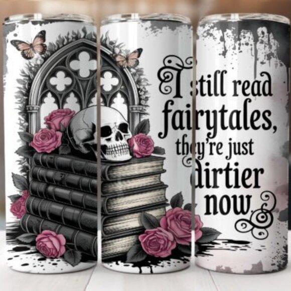 Book Themed 20oz Sublimated Stainless Steel Tumbler with Lid & Straw. - Picture 7 of 7